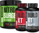 Jacked Factory Nitrosurge Pre Workout, N.O. XT Nitric Oxide Supplement & Build-XT Daily Muscle Builder Bundle