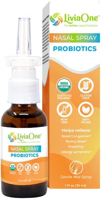 LiviaOne Probiotiques Spray nasal, Sinus de soulagement tout naturel, aide avec les allergies, congestion nasale, nez runny, et éternuement, 1 Fl Oz (paquet de 1)