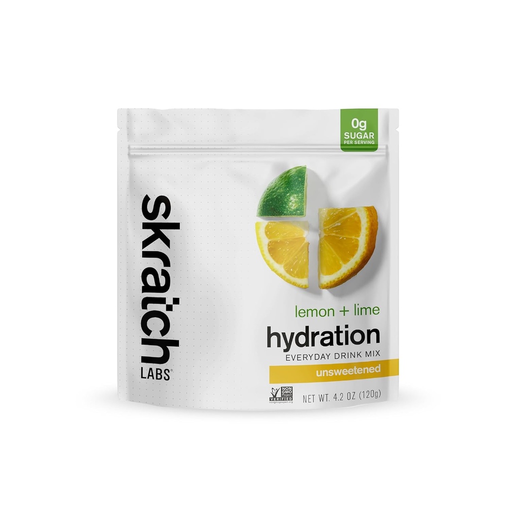 Skratch Labs Poudre d'électrolyte non sucrée - Hydratation quotidienne - Mélange de boisson sportive - Sans sucre - Booster d'électrolytes- Citron + Lime - 30 portions - Keto, Paléo, Vegan, Non-OGM