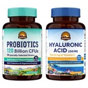Vitalitown Gut-Skin Bundle (paquet de 2) , Probiotiques 120 milliards d'UFC (poste 1) et acide hyaluronique (poste 2) , 30 + 90 capsules