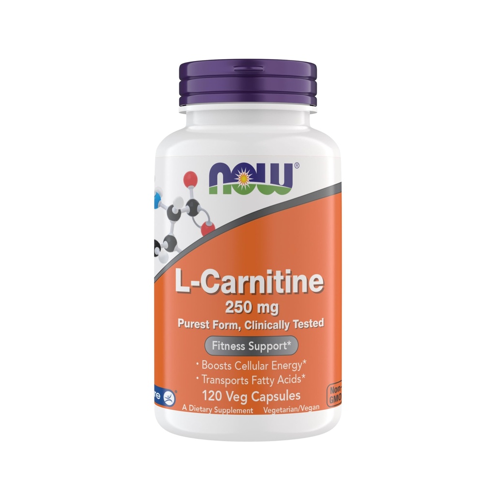 Maintenant suppléments, L-Carnitine 250 mg, forme pure*, acide amino*, soutien de la condition physique*, soutien métabolique 120 capsules végétariennes, sans gluten, végétalien, kosher, non-OGM