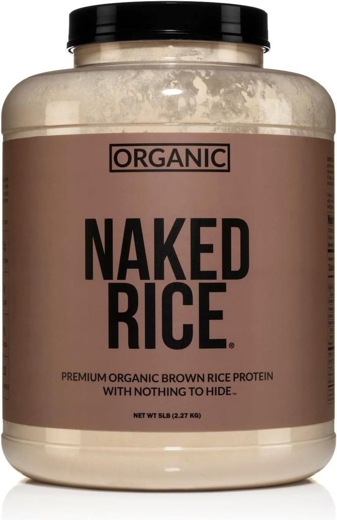 Naked Rice - Organic Brown Rice Protein Powder - Vegan Protein Powder - 5Lb Bulk, GMO Free, Gluten Free & Soy Free. Plant-Based Protein, No Artificial Ingredients - 76 Servings