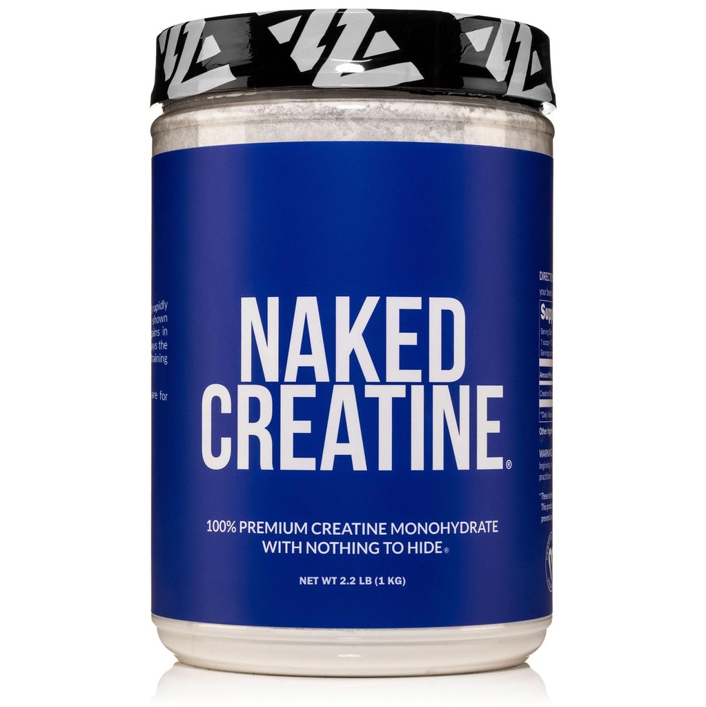 NAKED Pure Micronized Creatine Monohydrate – 200 portions, 1000g en vrac – NSF certifié, végétalien, non-OGM, sans gluten et sans soja - Construction musculaire, entraînement de force, gymnastique et supplément fitness