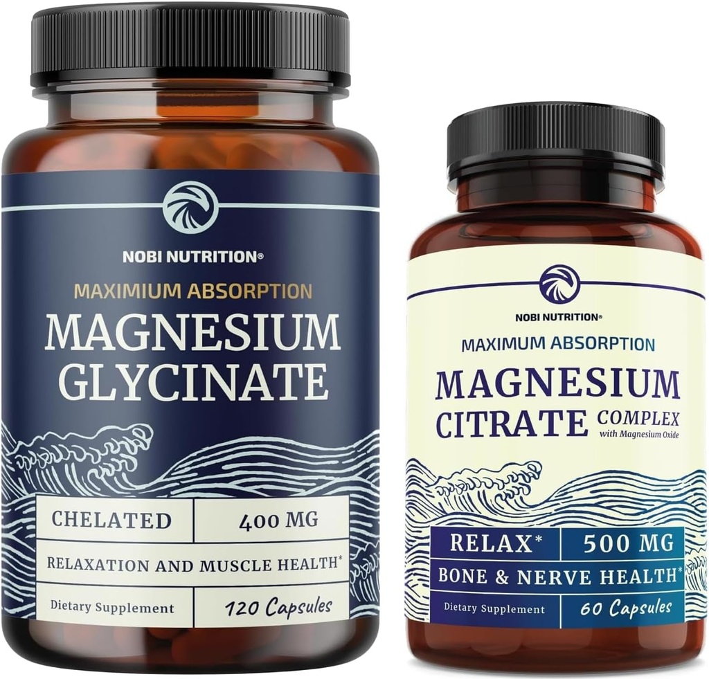 Magnésium Glycinate 400mg (120ct) & Magnésium Citrate 500 MG (60ct)
