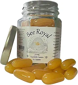 Bee Royal - 500mg Fresh Royal Jelly Capsules - 60 Capsules of 100% Fresh Queen's Jelly NOT Freeze Dried Extract - Supports Immune System, Fertility, Energy Management, Reduces Tiredness & Fatigue