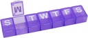EZY DOSE Weekly (7 jours) Organisateur de pilules, planificateur de médicaments, boîte de stockage de vitamines, pratique et facile à utiliser, compartiments moyens, étui pour suppléments et huiles de poisson, voyage amical, violet, sans BPA