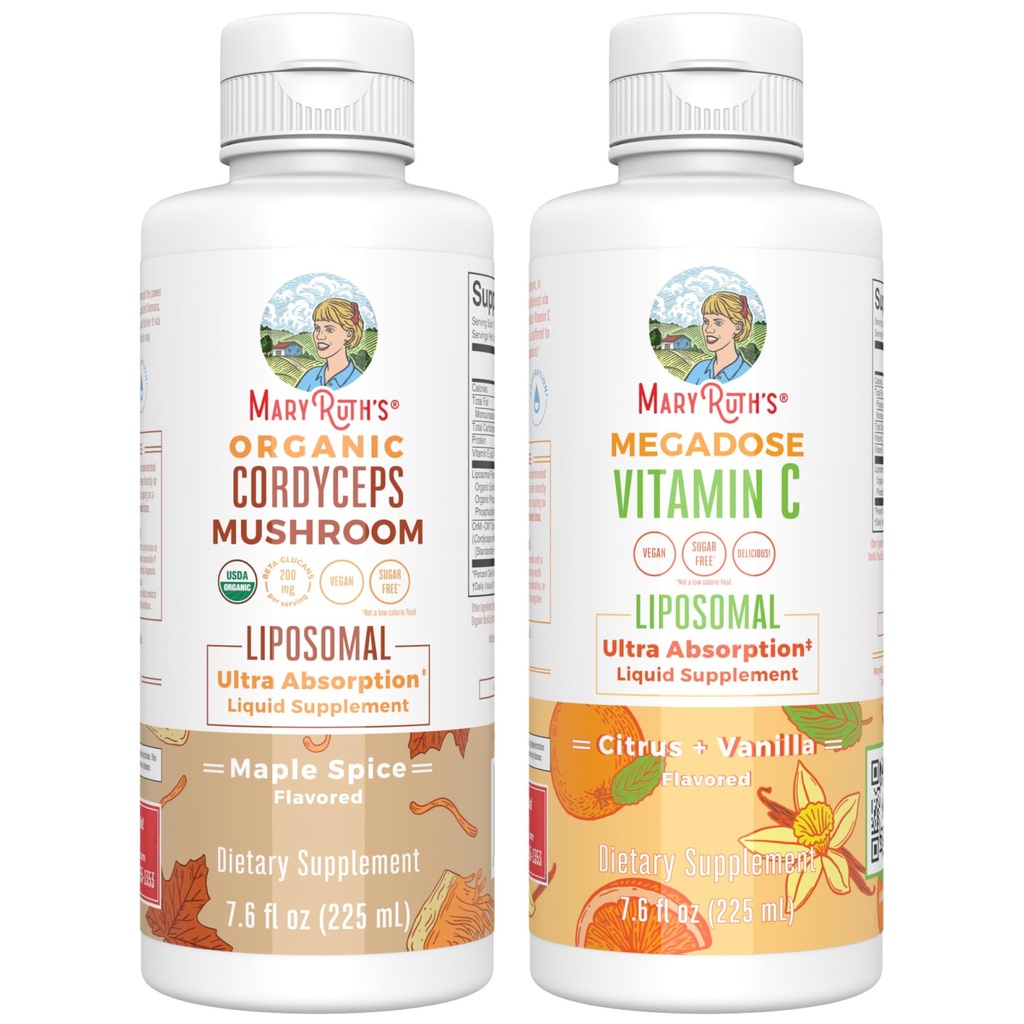 MaryRuth Organics Cordyceps Liposomique (Épice de Maple) et vitamine C (Citrus et Vanille)