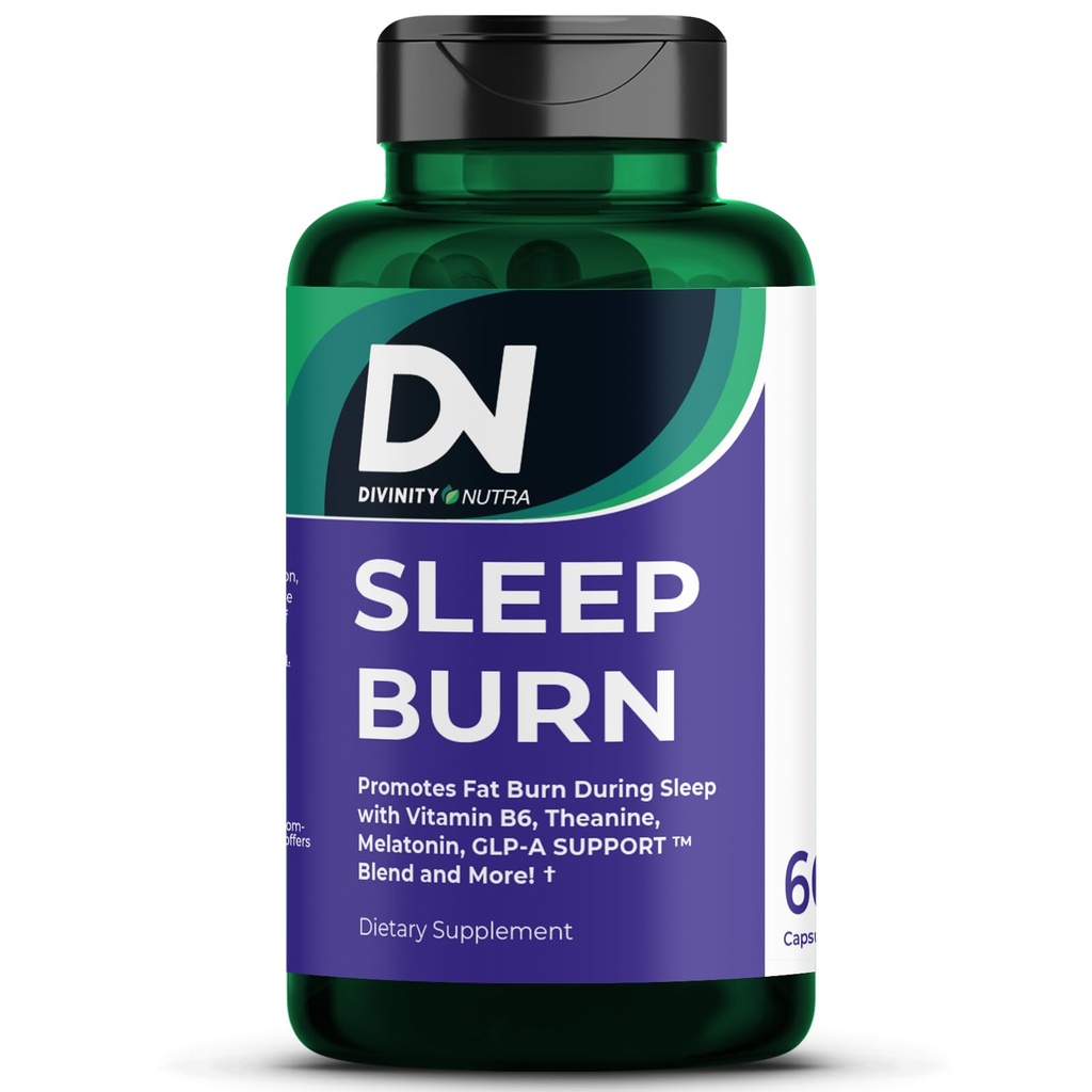 Sleep Burn Night Time Fat Burner,Nuit Shred Fat Burner et soutien de sommeil naturel pour les hommes et les femmes,Métabolisme Booster avec vitamine B6, L-Theanine Mélatonine Astragalus Ceylan Cinnamon Berberine 60ct
