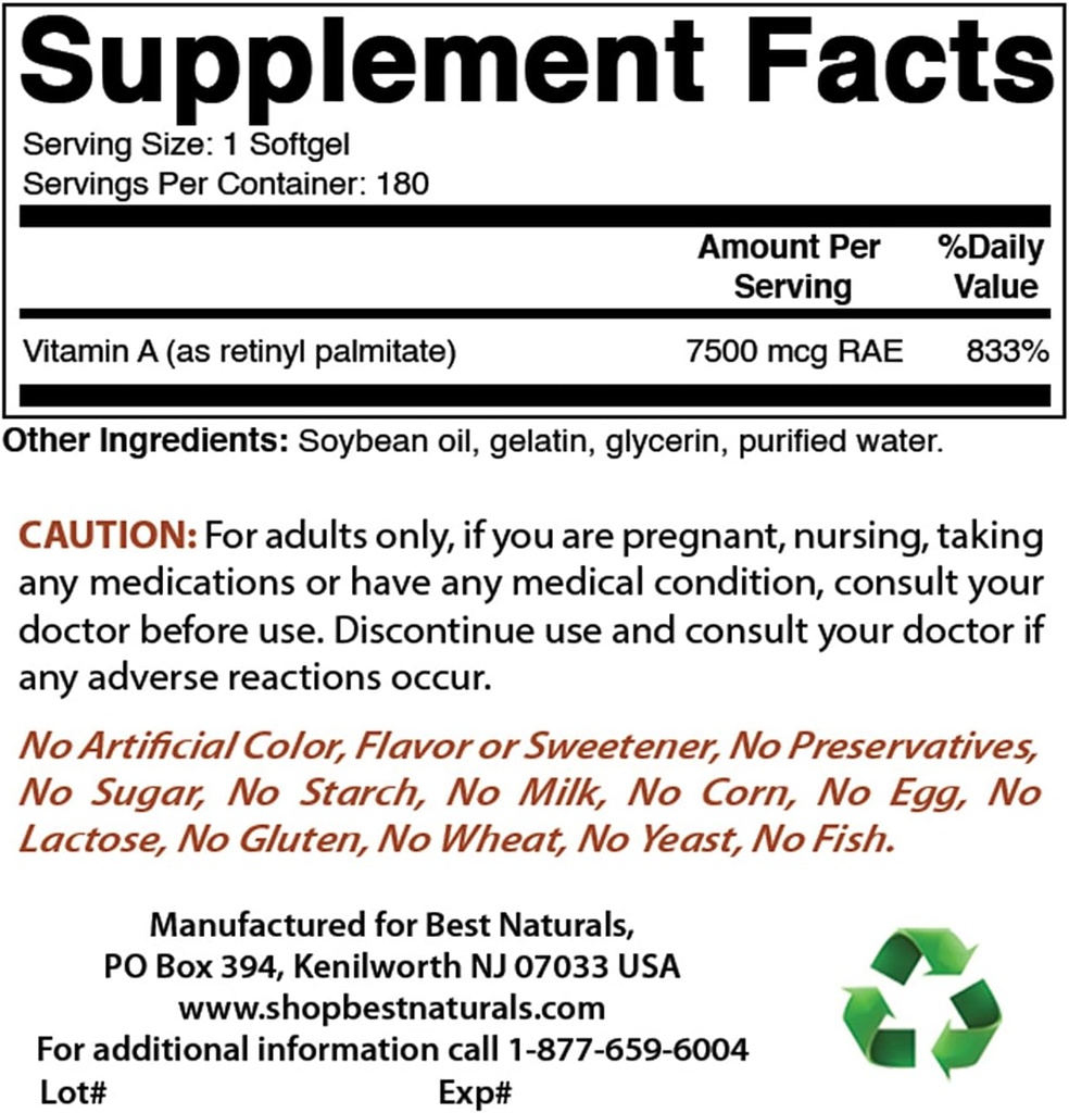 Meilleurs naturels vitamine A 25000 UI et probiotique 10 souches et 30 milliards UFC