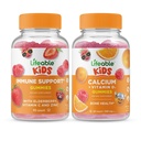 Soutien immunitaire durable Enfants + Calcium avec Vitamine D Enfants, Gommies Bundle - Grande dégustation, supplément de vitamine, sans gluten, sans OGM, gommy à croquer