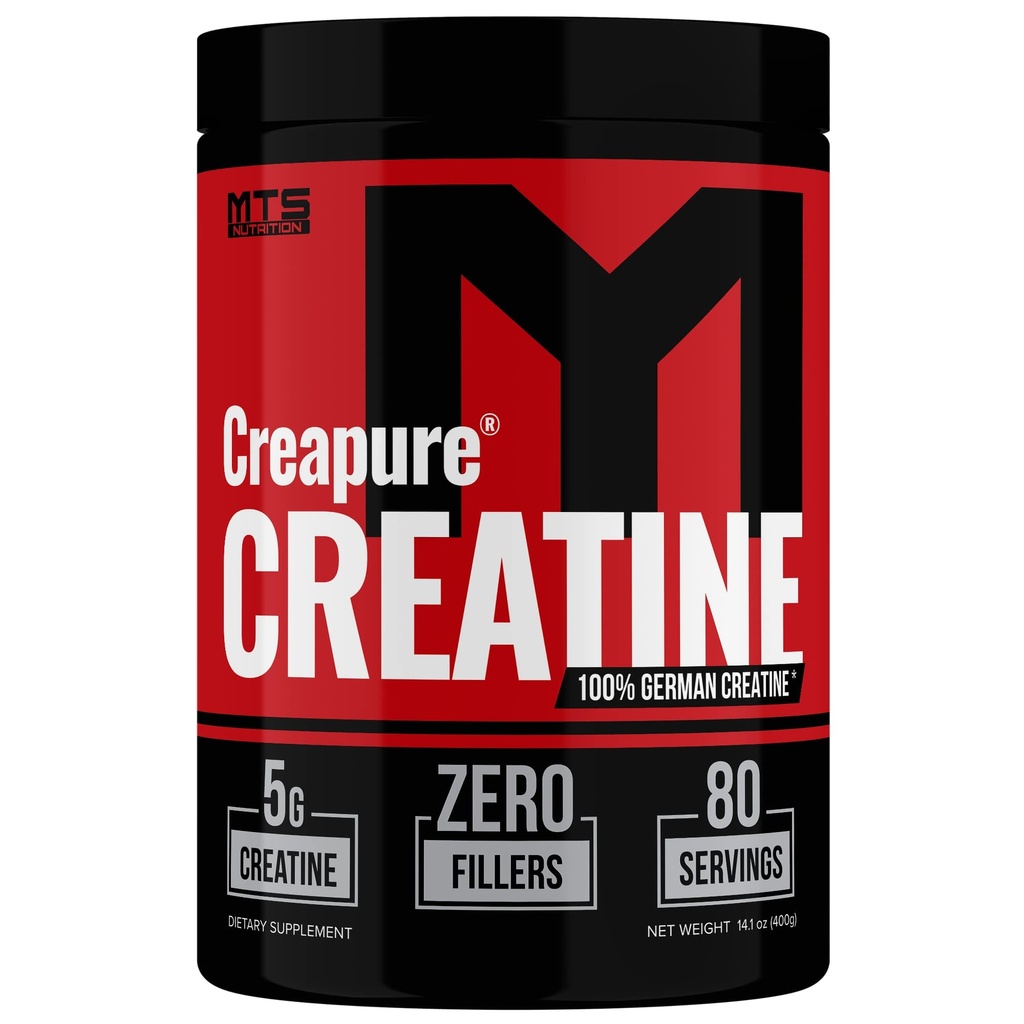 MTS Nutrition Creapur Creatine Poudre - Supplément croissance musculaire et récupération - 80 portions non aromatisées