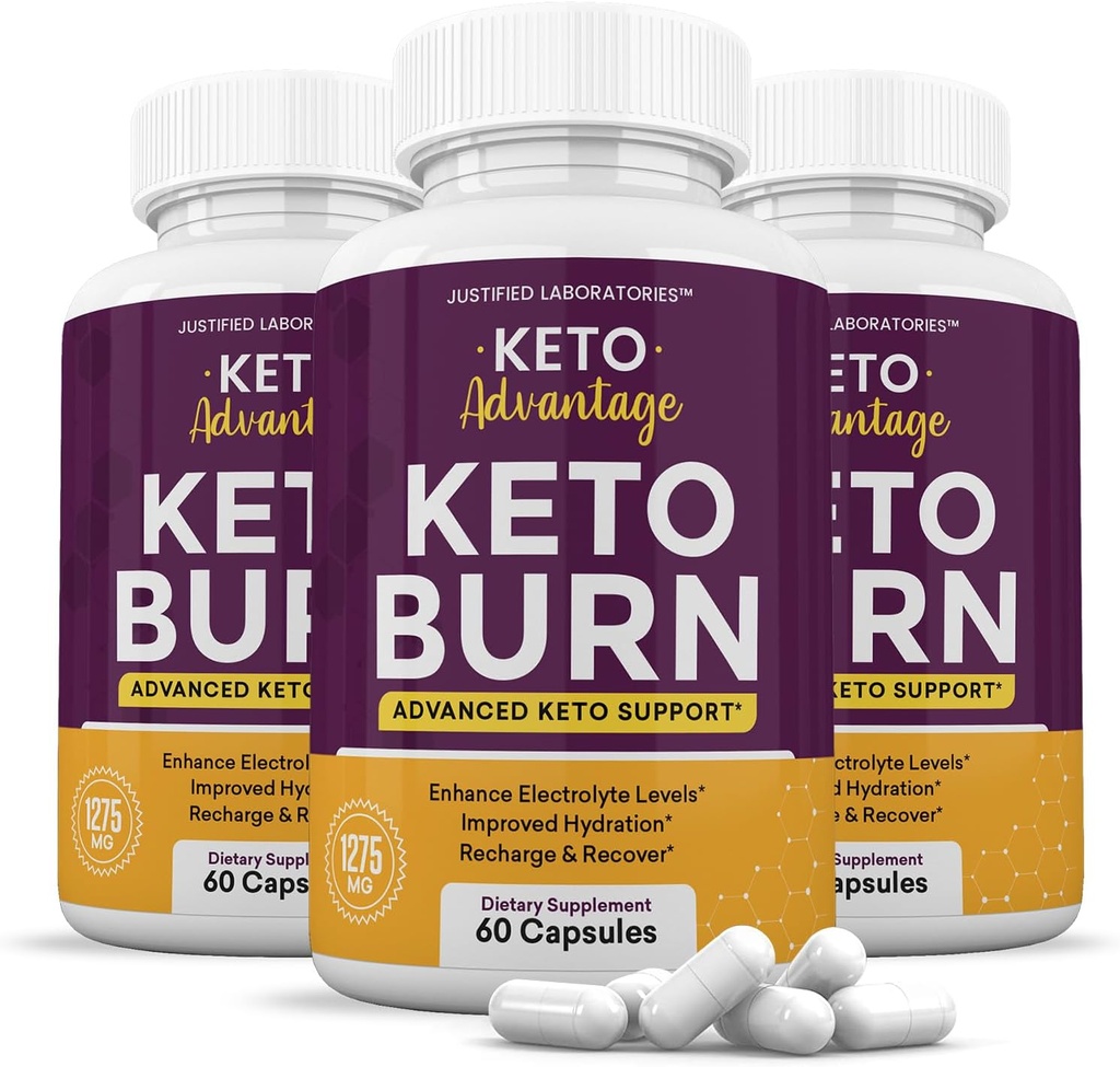(3 Pack) Keto Advantage Keto Burn Pills 1275MG Nouvelle formule et améliorée contient du vinaigre de cidre de pomme Extra vierge huile d'olive en poudre Green Tea Leaf 180 Capsules