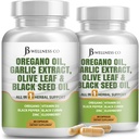 JB Wellness Oregano huile, extrait d'ail, feuille d'olive, avec Astragalus - Immune soutien et supplément de santé digestif pour les femmes et les hommes - 120 comtes
