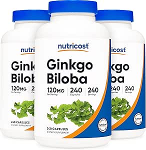 Nutricost Ginkgo Biloba 120mg; 240 Capsules (3 bouteilles)