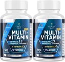 Hommes Multivitamines 50 Plus - Multivitamine quotidienne pour les hommes avec des extraits fermentés de plantes et 43 nutriments - Vitamines masculines soutient la mémoire et le cerveau, l'énergie, la santé osseuse (2 pack)