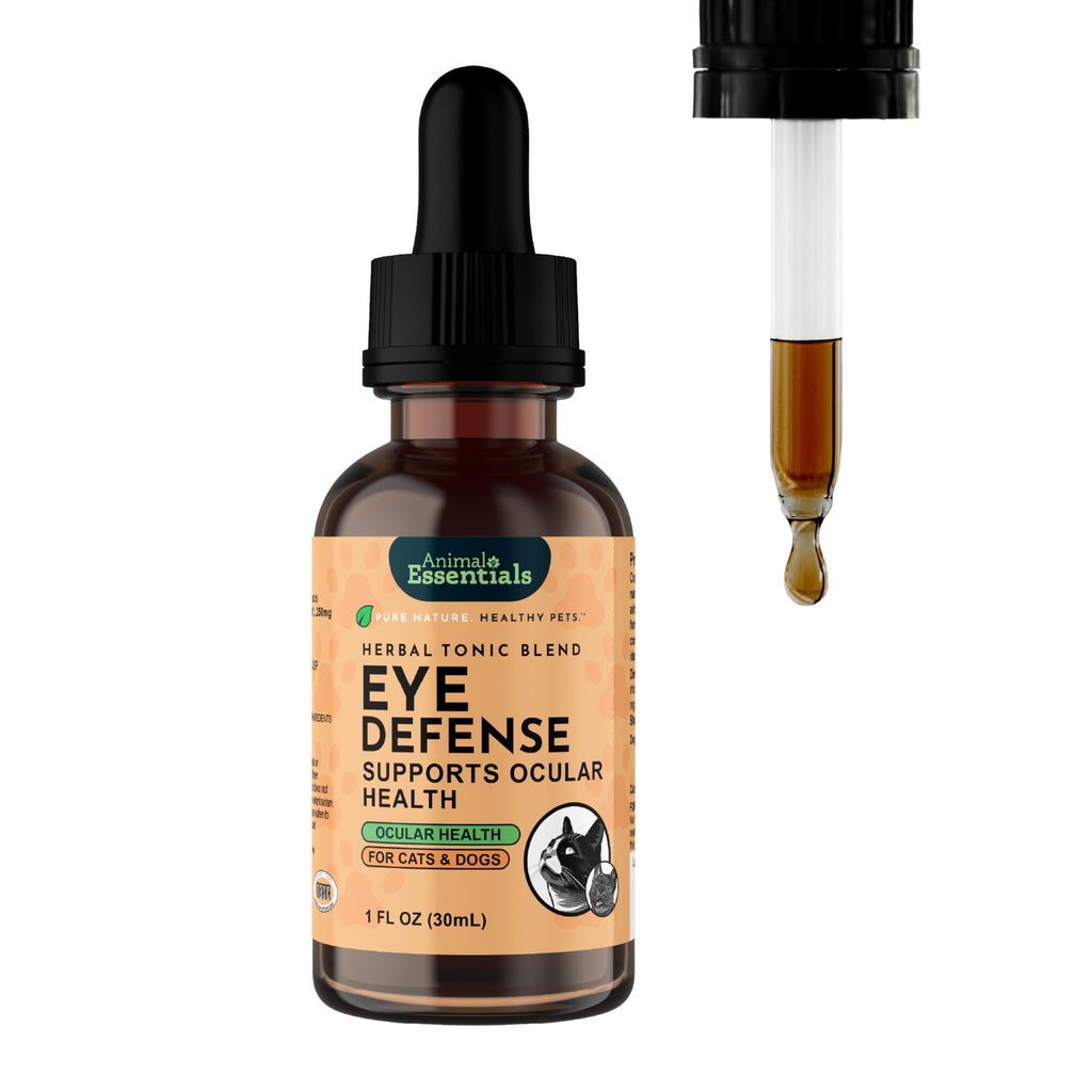 Animal Essentials Eye Defense Support for Dogs & Cats, 1 fl oz - Fabriqué aux États-Unis Bilberry Calendula Organic Herbal Blend, Sans alcool