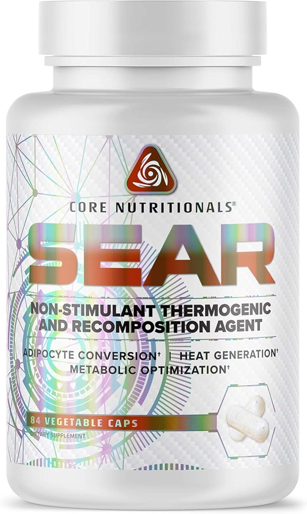 Core Nutritionals Sear Thermogenic & Recomposition Agent | Non Stim Fat Burner | Weight Management Support | with Paradoxine Grains of Paradise | 84 Vegetable Capsules