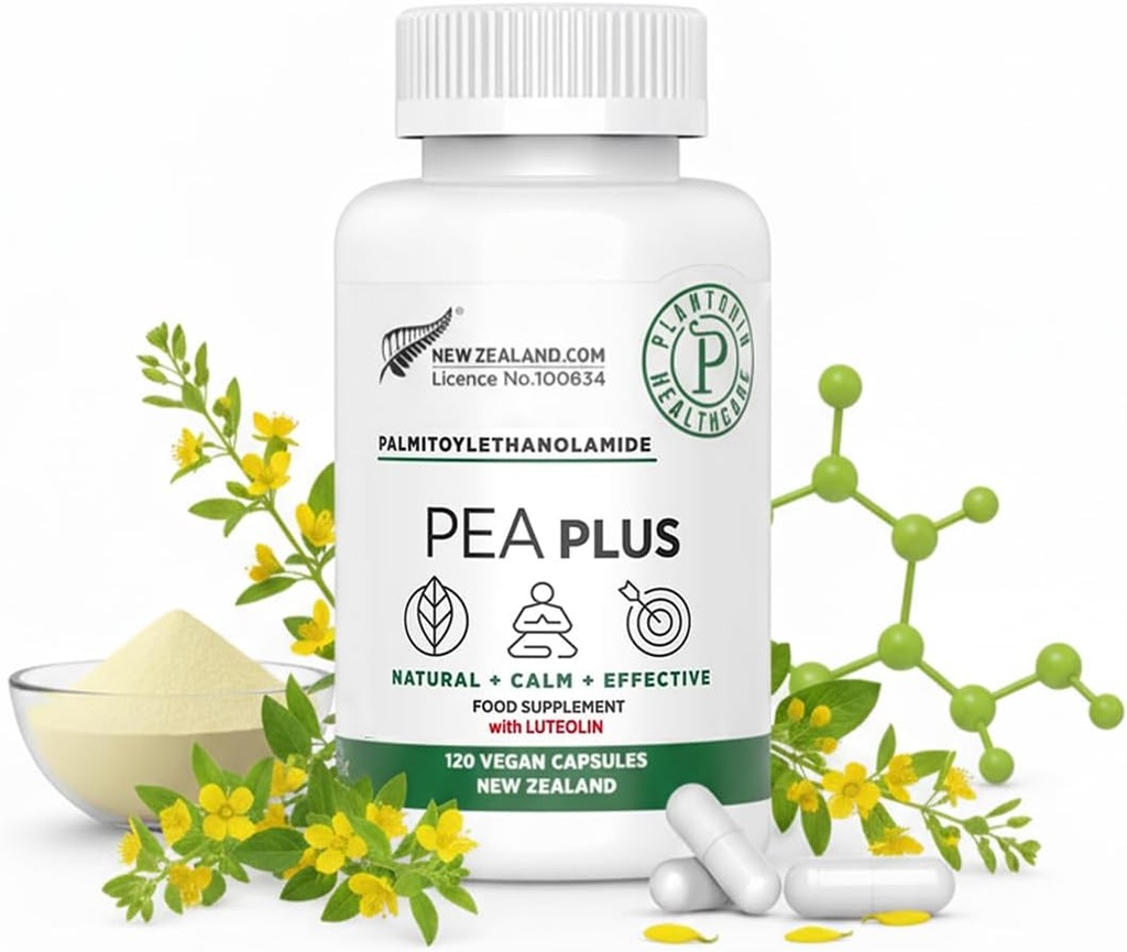 Nouvelle-Zélande - Palmitoyléthanolamide 600mg + Lutéolin - Suppléments de pois micronisés - 120 Capsules de végétaliens