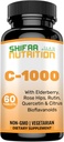 SHIFAA NUTRITION Vitamine halale C-1000mg Comprimés, 60 jours d'approvisionnement. Supplément de soutien immunitaire avec vitamine C, Elderberry, Quercetin, Rose HIPS & Rutin. Végétarien, Non-OGM, Sans sucre et Keto Friendly