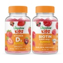Vitamine D Lifeable Kids + Biotine Kids, Gommies Bundle - Grande dégustation, supplément de vitamine, sans gluten, sans OGM, gommy à croquer