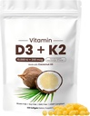 Naturespeak Vitamine D3 K2 10000 UI, 2-en-1 Huile de noix de coco Softgels avec 10000 UI VIT D3 + 200 MCG Vitamine K2 pour os, immunitaire et soutien cardiaque.