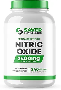 Supplément à oxyde nitrique 2400mg avec L-Arginine, L-Citrulline et extrait de racine de betterave, 240 Capsules