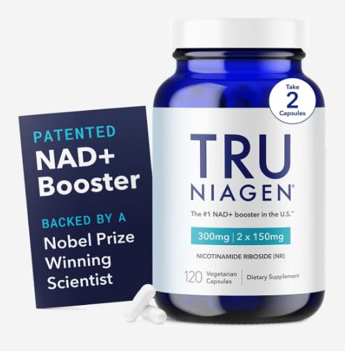 TRU NIAGEN Patented NAD Supplement for Brain Function, Anti Aging & Cell Regeneration, Niagen, 60 300mg Servings | Supports Cellular Energy, Muscle | Nicotinamide Riboside (NR) Take 2 Daily | 1 Bottle