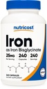 Supplément de bisglycinate de fer de Nutricost (25mg) 240 capsules - de bisglycinate de fer - sans OGM et sans gluten