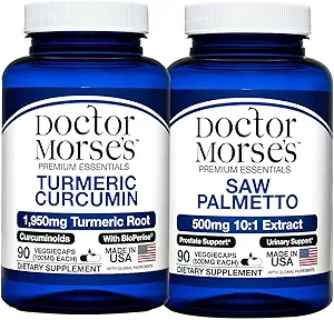 Doctor Morse Curcumin curcumin curcuma 1950mg & Saw Palmetto 5000mg Bundle - Soutien conjoint, santé de la prostate, et bien-être global avec des extraits BioPerine & Potent, enregistré par la FDA, certifié NSF 90 Capsules
