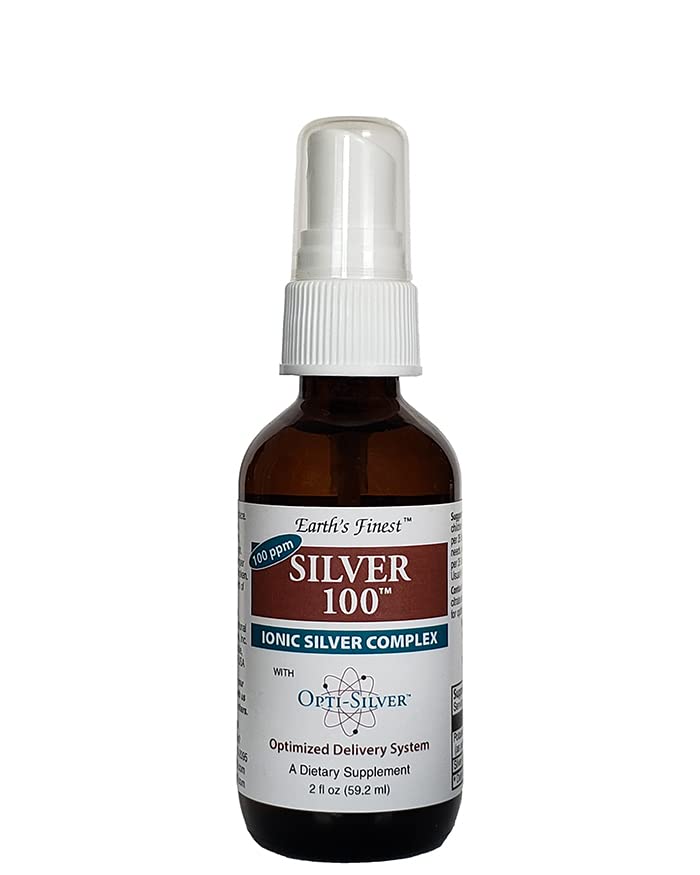 Silver 100 Ionic Silver Complex avec Opti-Silver Optimized Delivery System for Immune Support - 100 ppm, 2oz (59,2mL) - Spray