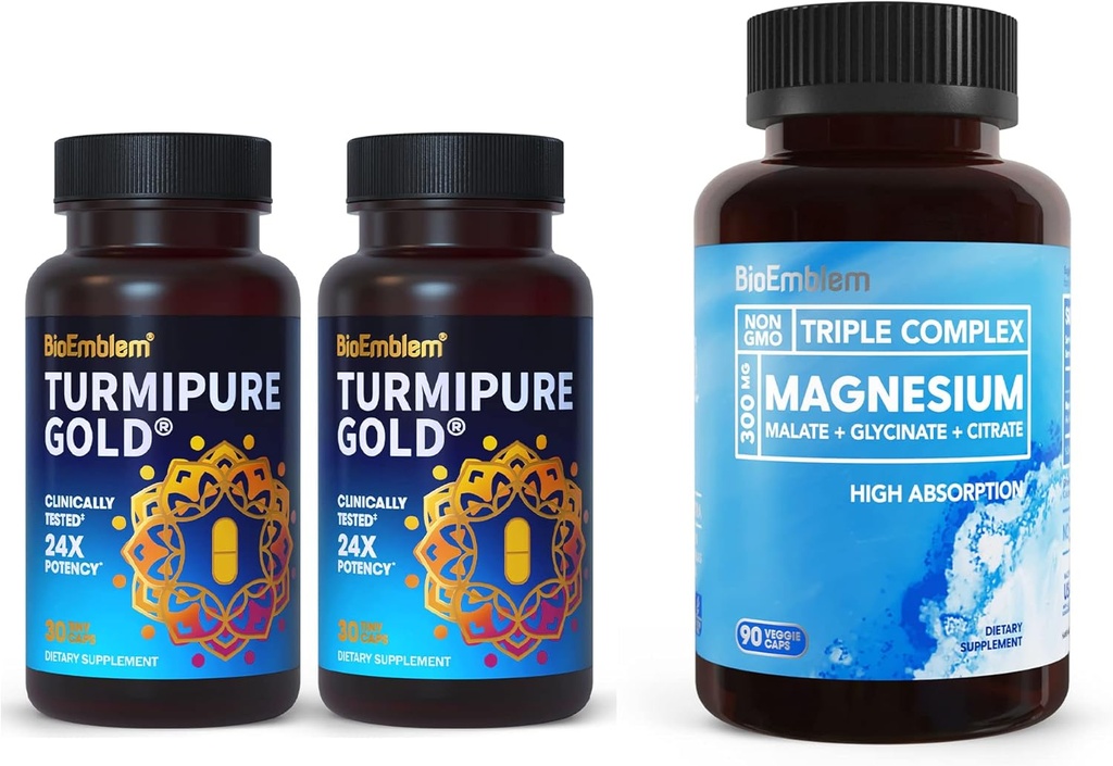 Curcumine Turmère BioEmblem avec complexe de magnésium triple TurmiPure cliniquement étudié