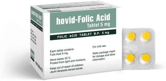 Acide folique HOVIDE 5Mg 100 comprimés (emballage de 3 boîtes de 100 comprimés)