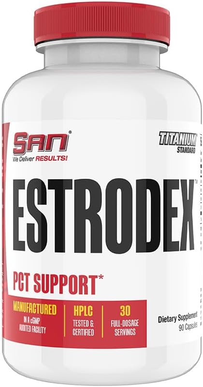 SAN-S Estrodex - Inhibiteur de blocage et d'aromatase d'estrogen - Supplément de booster d'hormones et de fitness pour hommes - Indole-3-Carbinol, Plus CDG & Nettle Root pour la santé des hommes - Sans gluten - 90 capsules.