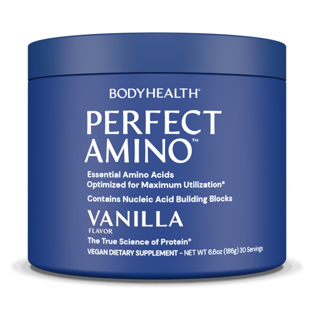 BodyHealth PerfectAmino Powder - BCAA et EAA Powder for Pre and Post Workout - Boisson d'énergie acide amino pour les hommes et les femmes pour soutenir les muscles maigres et la récupération - Vanille - 30 portions
