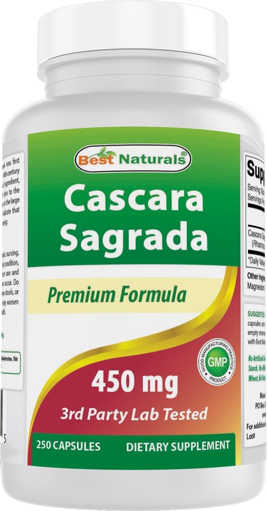 Best Naturals Cascara Sagrada 450 mg 250 Capsules