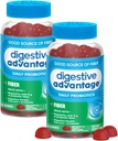 Avantage digestif Supplément de fibre prébiotique Gommies aux arômes de fraises avec probiotiques pour les femmes et les hommes Santé digestive, la régularité des adultes et la santé des gourdes, 60 Compte (2 Pack)