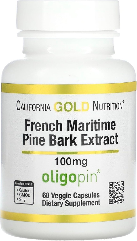 California Gold Nutrition Extrait d'écorce de pin Maritime française, Oligopin, 100 mg, 60 capsules de légumes