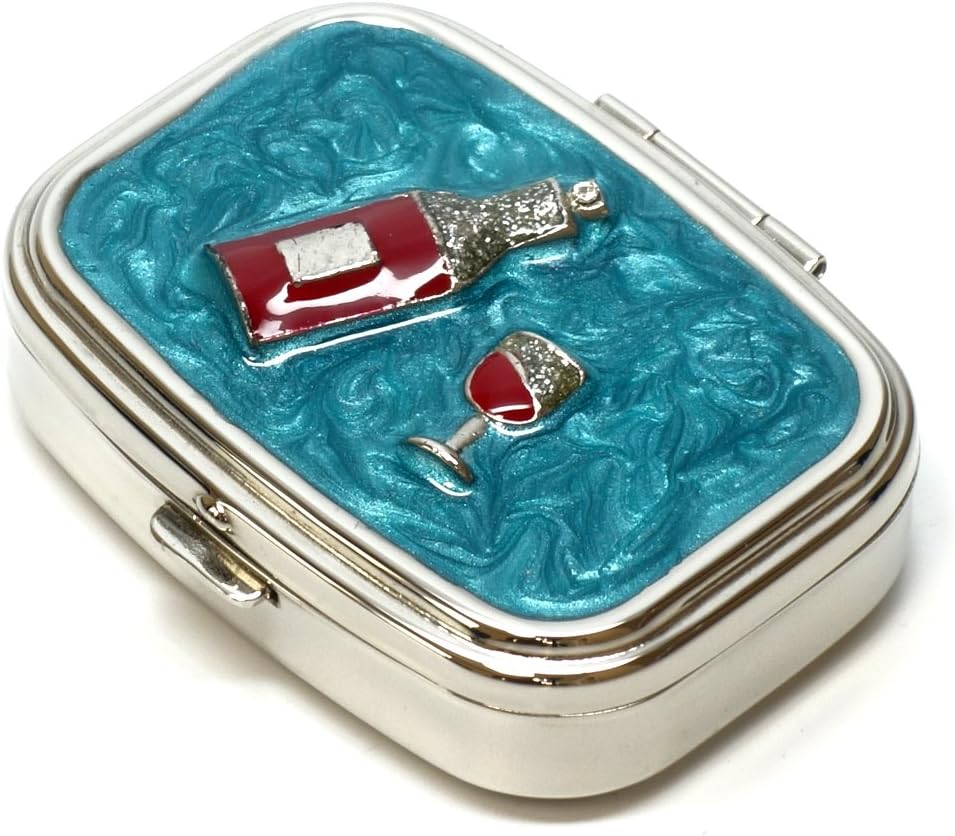 9327 Petite boîte à pilules rectangulaire Organisateur Aqua Blue Silver Femmes Travel Pill Case Purse Pocket Container Daily Portable Medicine Vitamine Box Supplément Médicament Mini Stockage