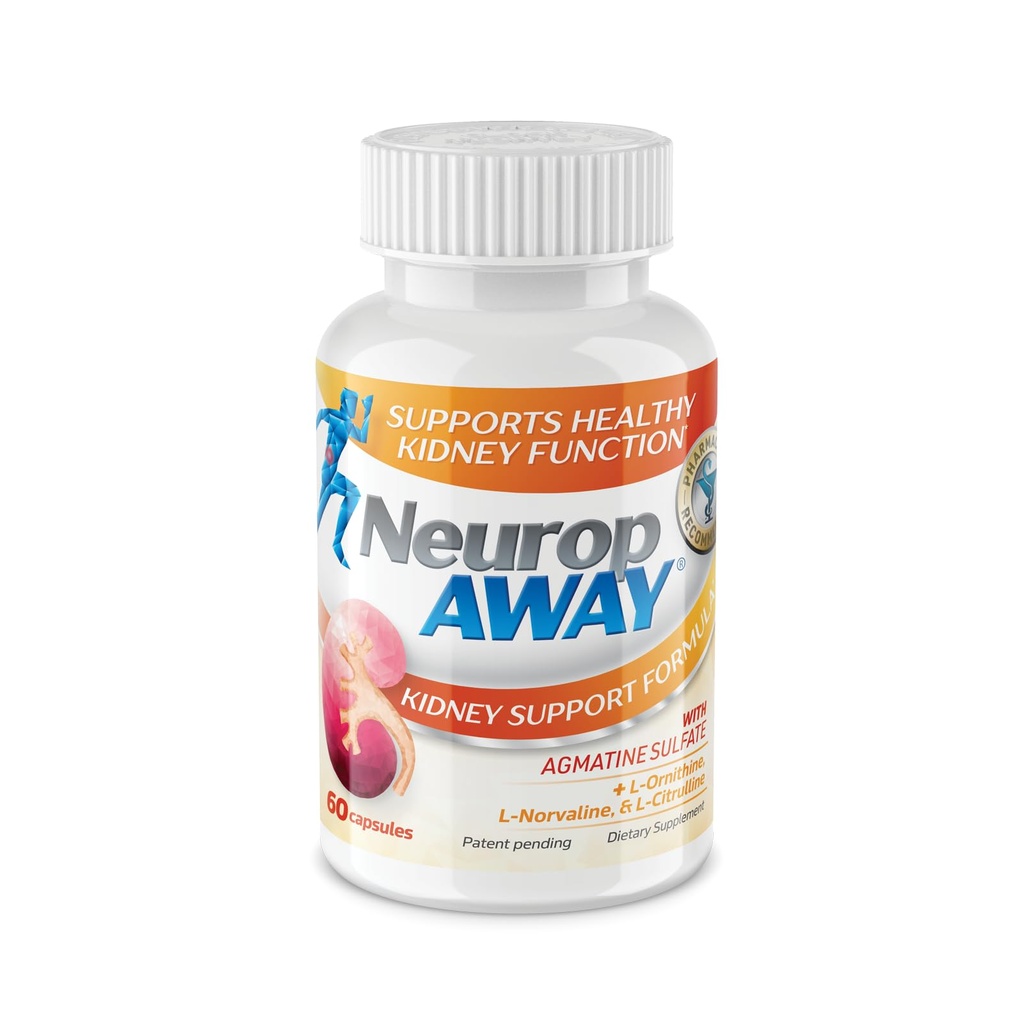 NeuropAWAY Kidney Support Supplement with Agmatine Sulfate, L-Novaline, L-Ornithine, L-Citrulline Provides Fast, Powerful Kidney Support, 60CT