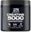 STS Creatine 300 Grams - 100% poudre monohydratée pure de créatine, pré-entraînement, post-entraînement, construire le muscle et l'endurance - 60 portions - avec scoop