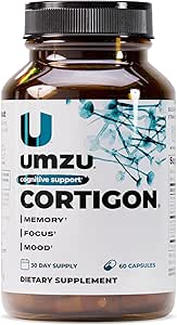 Supplément de soutien UMZU Cortigon Cortisol, 30 jours d'approvisionnement – Formule naturelle avec Ginkgo Biloba, Phosphatidylsérine, Vitamine B12 & B6 – Soutient la gestion du stress en santé, l'humeur, la concentration et la santé cognitive