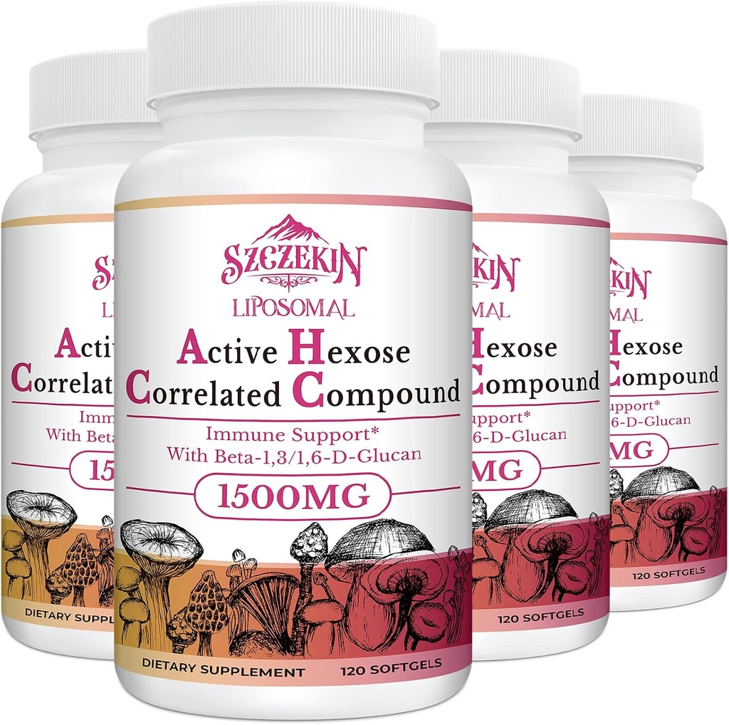 1500mg Supplément lié à l'hexase actif liposomale, 480 gels souples bêta-glucans avec extrait de champignons naturels, système immunitaire, fonction hépatique, maintenir l'activité de la cellule T-Cell & Killer