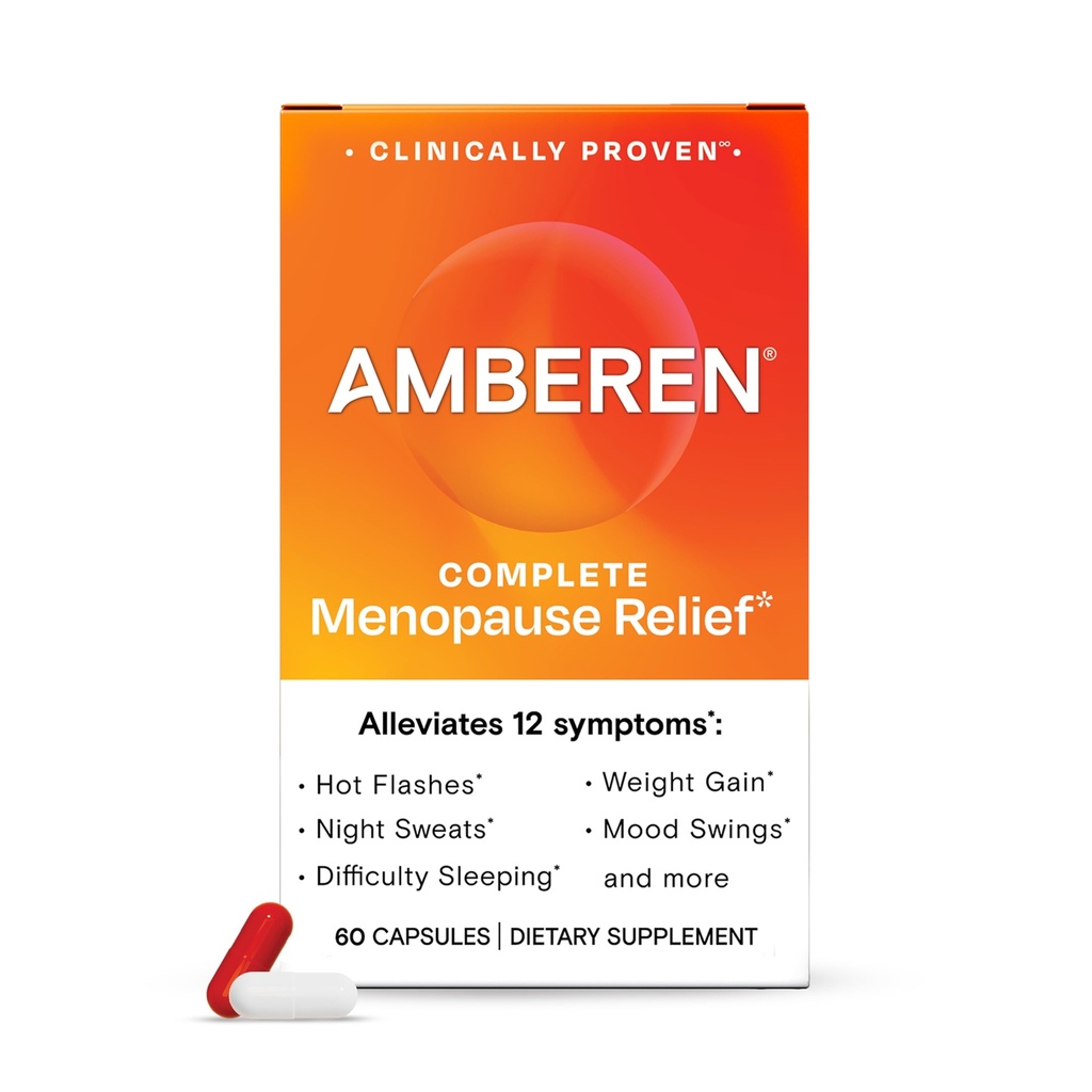 Supplément de ménopause d'Amberen pour les femmes, 180 capsules, cliniquement prouvé, aide à soutenir l'équilibre hormonal, aide à soulager 12 symptômes de ménopause: éclairs chauds, sueurs nocturnes, swings d'humeur et plus