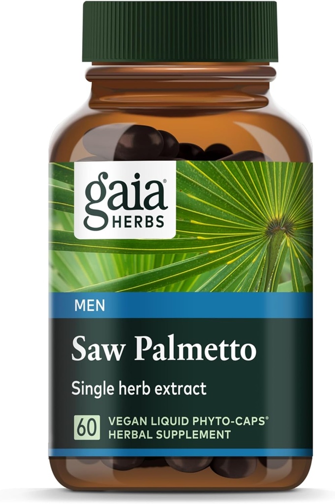 Gaia Herbs Saw Palmetto - soutient la fonction de la prostate saine pour les hommes - contient de la lécithine de graines de palmier et de tournesol pour soutenir la santé des hommes - 60 phytocapsules liquides végétaliens (30 jours d'approvisionnement)