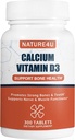 Calcium 1000 mg avec vitamine D3, supplément santé os pour les adultes, soutien de Muscel Nerve Health et absorption de calcium, 300 comprimés