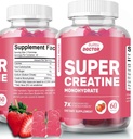 Gommies monohydratées super créatine pour les hommes et les femmes, sans sucre, 30 portions, 5g de créatine par portion, végétalien, sans gluten, supplément de renforcement musculaire pour augmenter la taille et la force musculaire