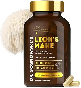 BioActive Lion's Mane Mushroom Capsules du Dr Sosnowski Potent 1000mg Lion's Mane Extract (120 Capsules)