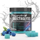 VIFSSG Electrolytes Gummies No Sugar, 120 Chewable Electrolyte Gummies with 6 Electrolytes for Runners and Endurance Sports, Refreshing Blue Raspberry, Hydration Electrolyte Chews, 1 Pack