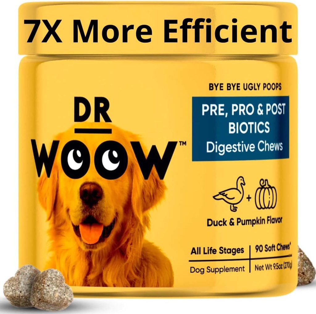 Probiotiques pour chiens, probiotiques pour chiens et enzymes digestives, suppléments probiotiques pour chiens d'arôme de canard et de citrouille, vitamines pour chiens Probiotiques pour chiens Chews et prébiotiques pour chiens, dégazage pour chiens