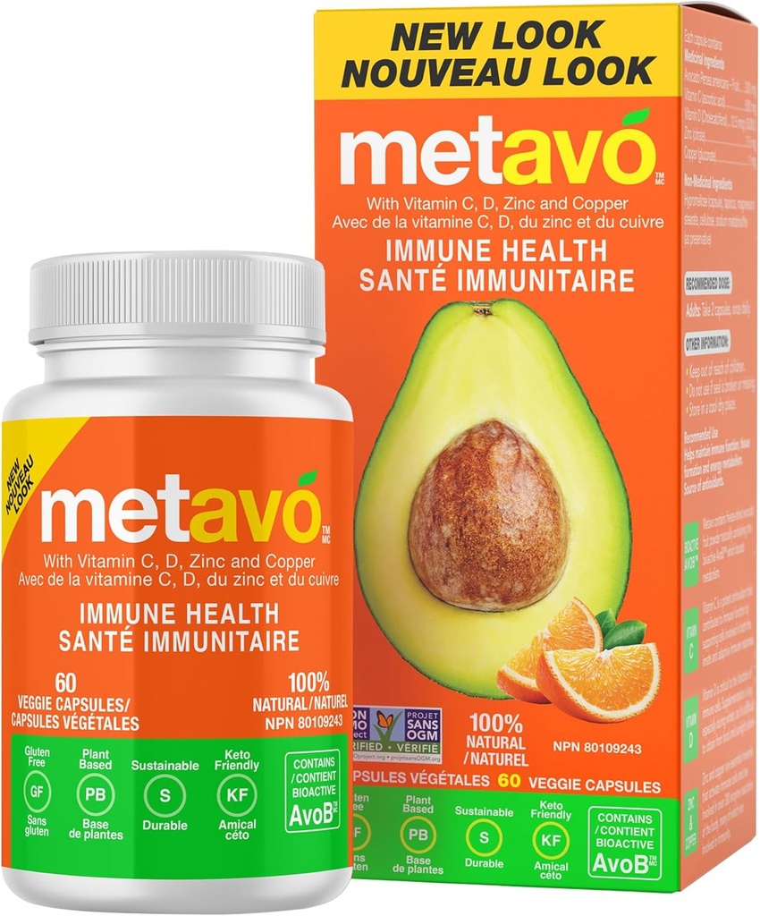 Santé de Metavo Immune - Supplément de soutien naturel immunitaire, Suppléments essentiels de zinc pour les hommes et les femmes enrichis de vitamine C, D & Cuivre, 60 Capsules de végétalien, 30 portions